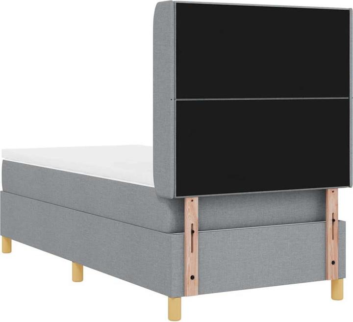 Produktbild vidaXL Boxspringbett Mit Matratze & Led Stoff Hellgrau (90 x 200 cm)