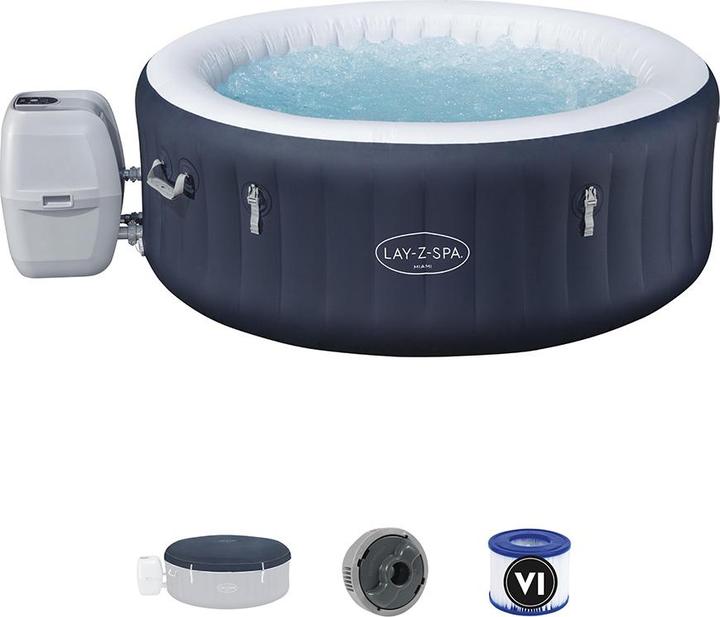 Produktbild Bestway LAY-Z-SPA Miami energieeffizienter aufbl asbarer Whirlpool mit AirJet 180 x 66 cm (4 Personen)
