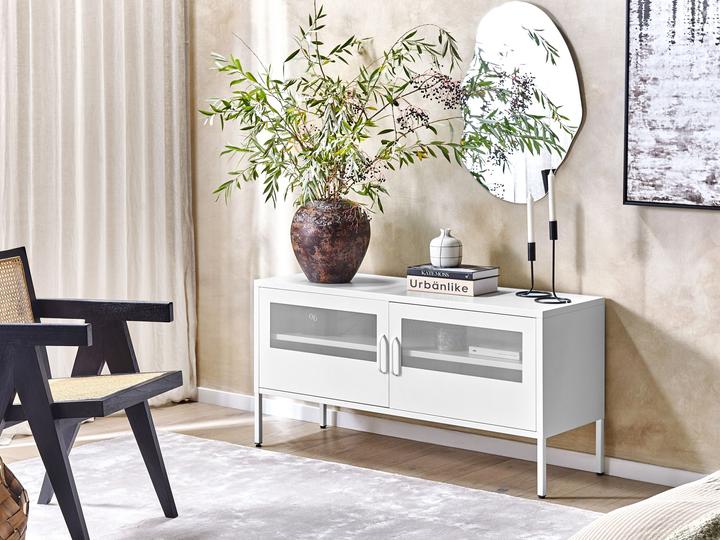Produktbild Beliani Sideboard Metall weiss 2 Türen MORLEY (118 x 40 x 60 cm)