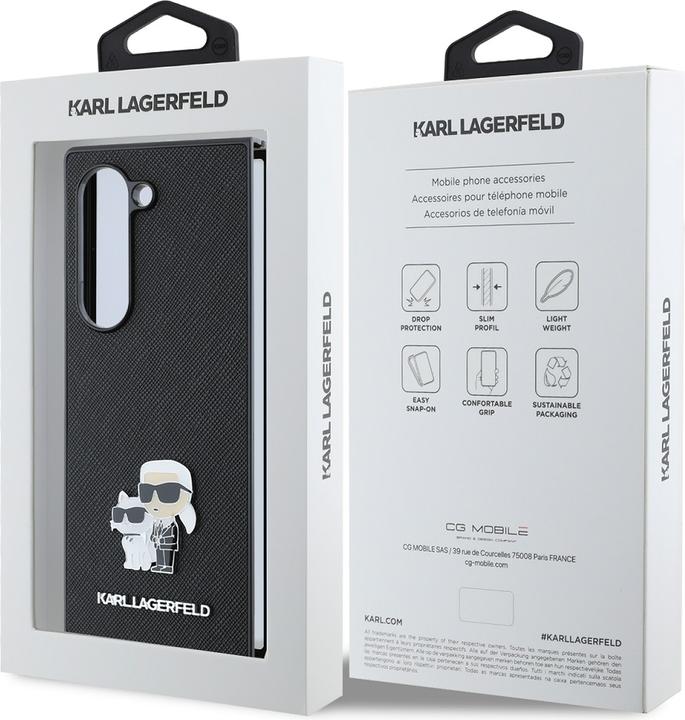 Productafbeelding Karl Lagerfeld KLHCZFD6SAPKCNPK Z Fold6 F956 czarny/zwart Saffiano Metalen Speld (Samsung Galaxy Z Fold6)