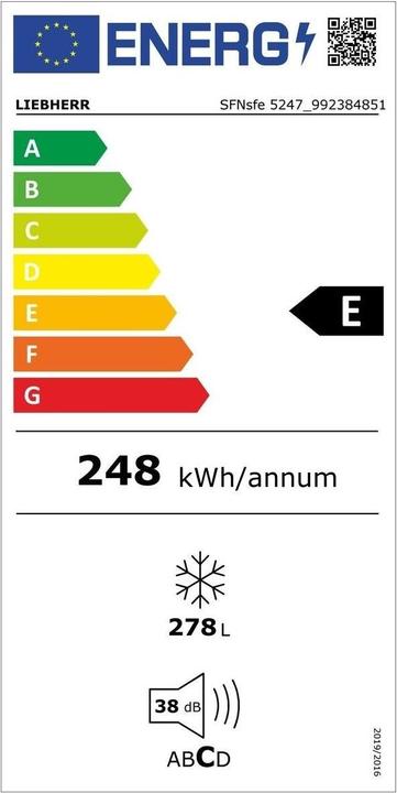Energie-Label Liebherr SFNsfe 5247-20 (Freistehend, 277 l)