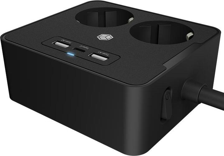 Actual product image Icy Box Tischhalterung (2x, CEE 7/3, 1.90 m)