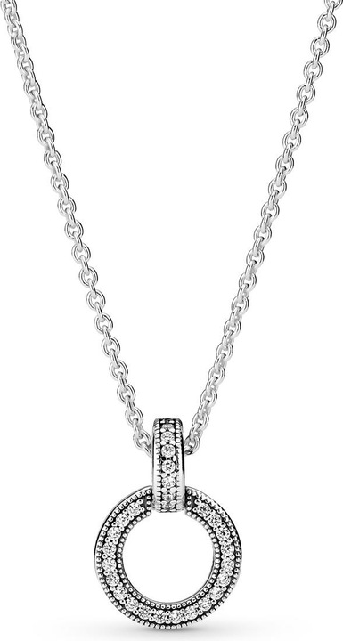 Actual product image Pandora Necklace with double circle pendant (Sterling silver 925, 45 cm)
