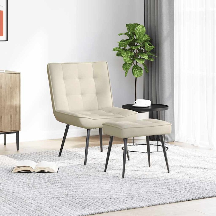 Immagine prodotto VidaXL Poltrona relax con sgabello poltrona in velluto crema poltrona con sgabello