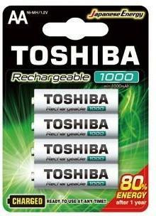 Actual product image Toshiba TNH-6GLE BP-4C Household Rechargeable Battery AA Nickel Metal Hydride (NiMH) (AA, 1000 mAh)