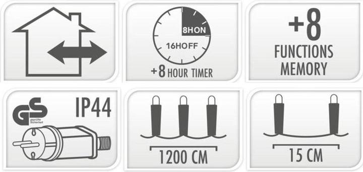 Produktbild Christmas Gifts Weihnachtsbaumlichter Aussenlichtvorhang 360 LED Timer Controller Warmweiss (15 m)