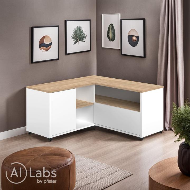 Immagine prodotto Temahome Porta TV angolare 90 bianco e rovere (45 x 90 cm)