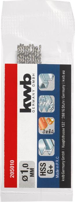Produktbild kwb 205010 HSS Spiralbohrer 1 Stück 1 mm Gesamtlänge 34 mm DIN 338 Zylinderscha (1 mm)