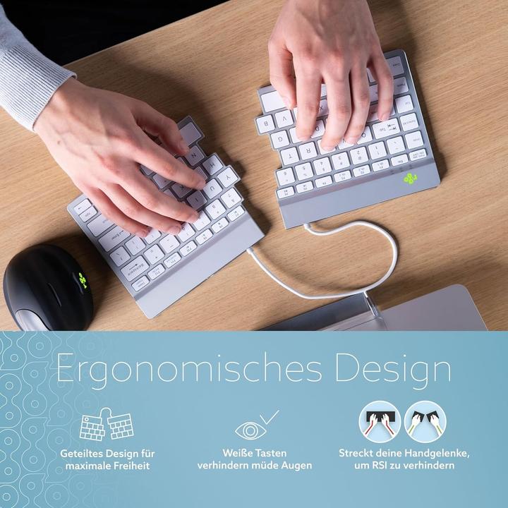 Actual product image R-Go Tools R-Go Keyboard Split Break US Layout Bluetooth White (USA, Wireless)