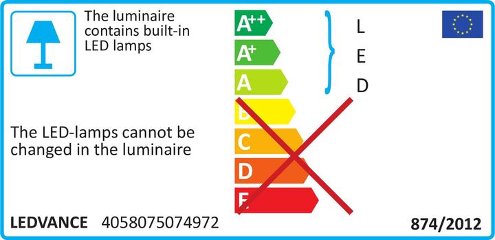 Energielabel Ledvance LED Gevelband 11W/3000K RD GY grijs rond gevelarmatuur met lichtuitstraling boven en onder 11W... (400 lm, IP54)