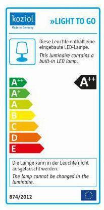 Etichetta energetica Koziol Luce per andare di cotone