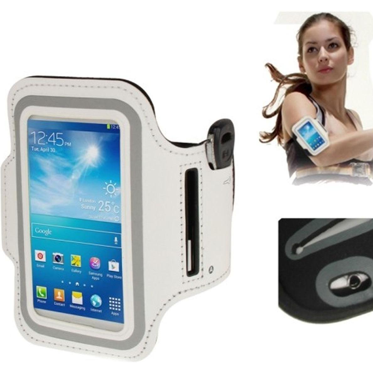 König Design Tasche Armband für Samsung Galaxy S4 mini i9190 Weiss, Smartphone Sportarmband, Weiss