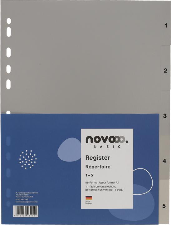 Produktbild Novooo Register PP grau A4