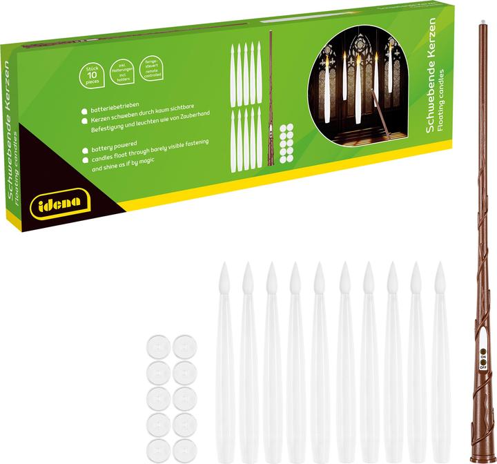 Produktbild Idena Schwebende LED Kerzen warmweiss Zauberstab Fernbedienung elfenbein 10 Stück batteriebetrieben (10 x)