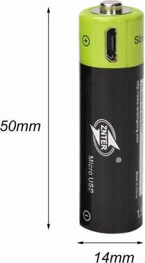 Immagine prodotto Znter AA 1.5V 1700mAh li-polimero ricaricabile via USB Blister da 2 (2 pz., AA, 1700 mAh)