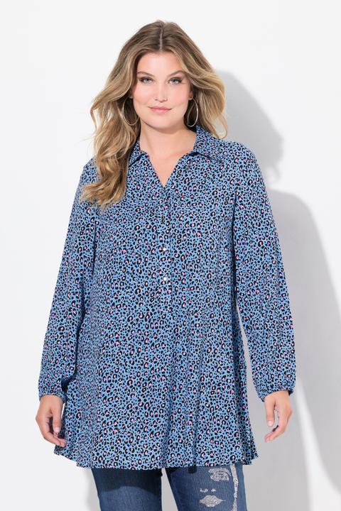 Produktbild Miamoda Bluse, A-Linie, Leomuster, Saum-Volant, Langarm (48)