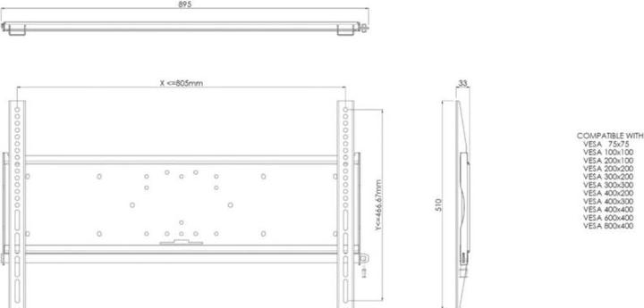 Produktbild iiyama MD 052B2000 universelle Wandhalterung Aufnahmebohrungen max 805x466 max 125KG (Wand, 125 kg)