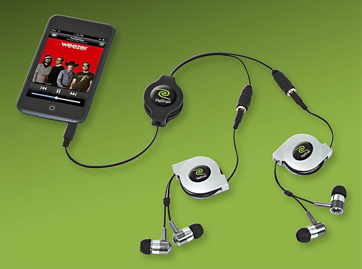 Immagine prodotto ReTrak Sdoppiatore per cuffie retrattile (1m, Jack da 3.5mm)