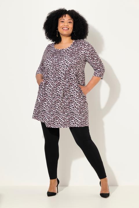 Produktbild Ulla Popken Longshirt, Leomuster, A-Linie, Rundhals, 3/4-Arm (50, 52)