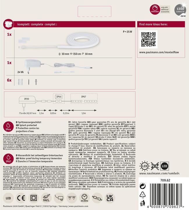 Image du produit Paulmann Kit MaxLED Flow Stripe (Blanc chaud, 150 cm, Intérieur)