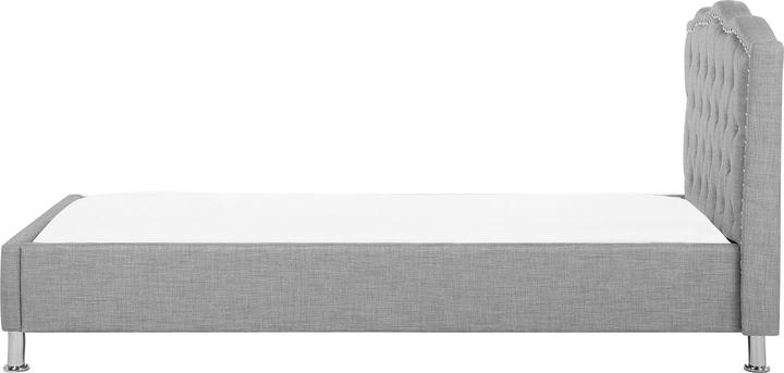 Actual product image Beliani Upholstered bed linen look grey slatted frame 90 x 200 cm METZ (90 x 200 cm)
