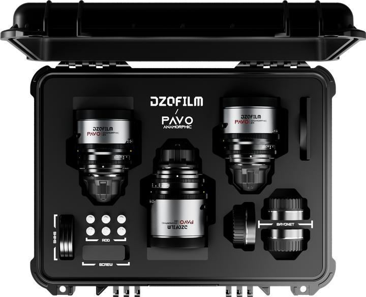 Image du produit Dzofilm Pavo Kit de 3 objectifs anamorphiques 2x (32/55/100mm T2.1/T2.4) pour monture PL/EF (S35) impériale (PL)