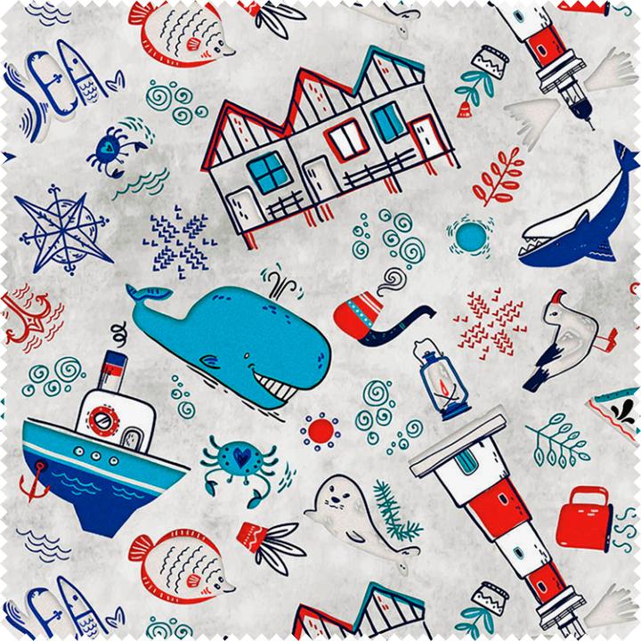 Produktbild VBS Motiv-Stoff Leinenoptik "Maritim", 140 cm breit, Meterware