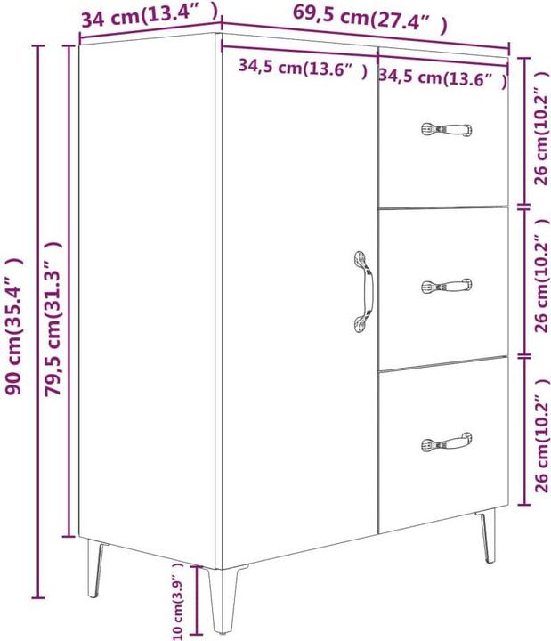 Image du produit VidaXL Chloe (69.5 x 34 x 90 cm)