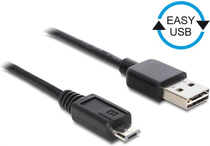 Produktbild Delock USB2.0-Kabel Easy A-MicroB: 0.5m, schwarz (0.50 m, USB 2.0)
