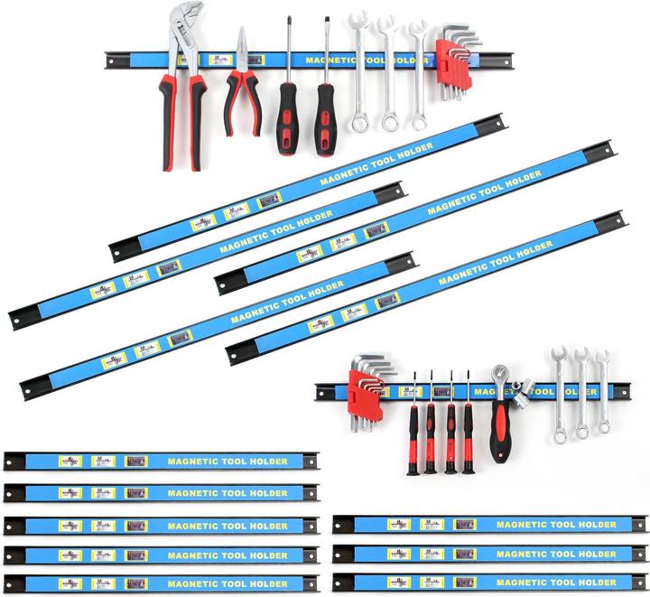 Produktbild Wiltec Magnetleiste 15er Set 9x46/6x61cm Werkzeughalter Werkstatt Wandhalterung