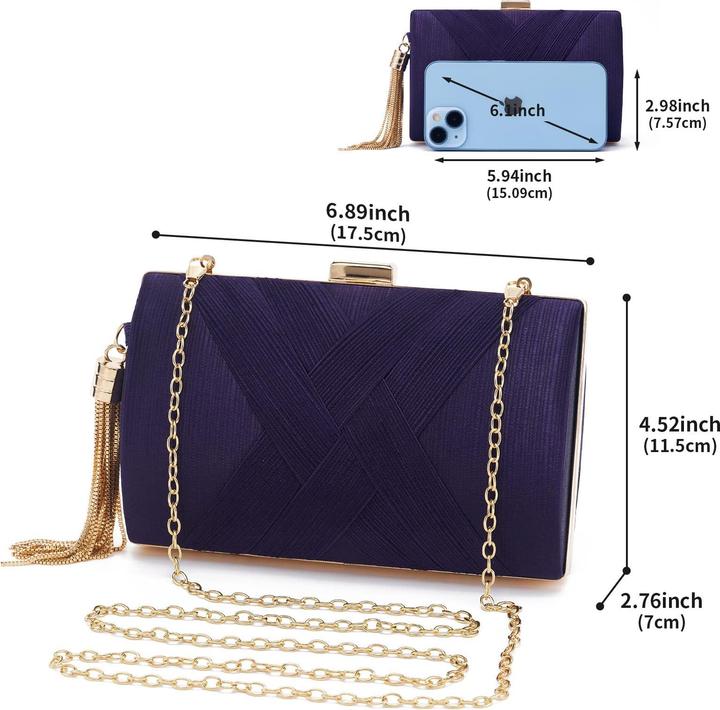 Produktbild Only-Bags.Store Clutch Abendtasche Fransen Elegante Kettentasche Clutch Bag