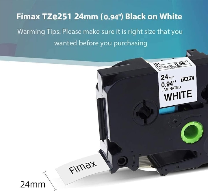 Produktbild Fimax Tech Schriftband TZe-251 (2.40 cm, Schwarz)