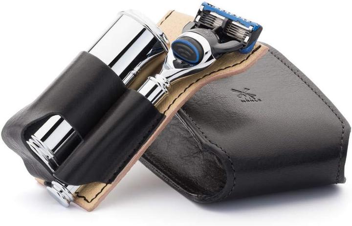 Produktbild Mühle Reiserasierset - schwarz, Florentiner Lederarbeit, Rasierpinsel (31M20) mit Silvertip Fibre®