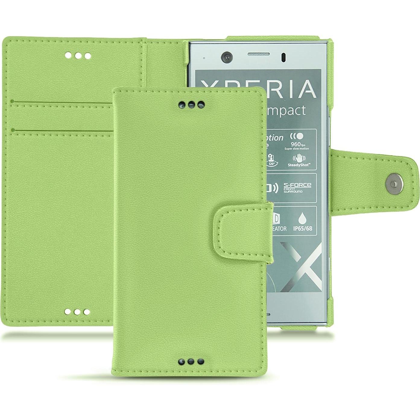 Noreve Lederschutzhülle Wallet (Sony Xperia XZ1 Compact), Smartphone Hülle, Grün