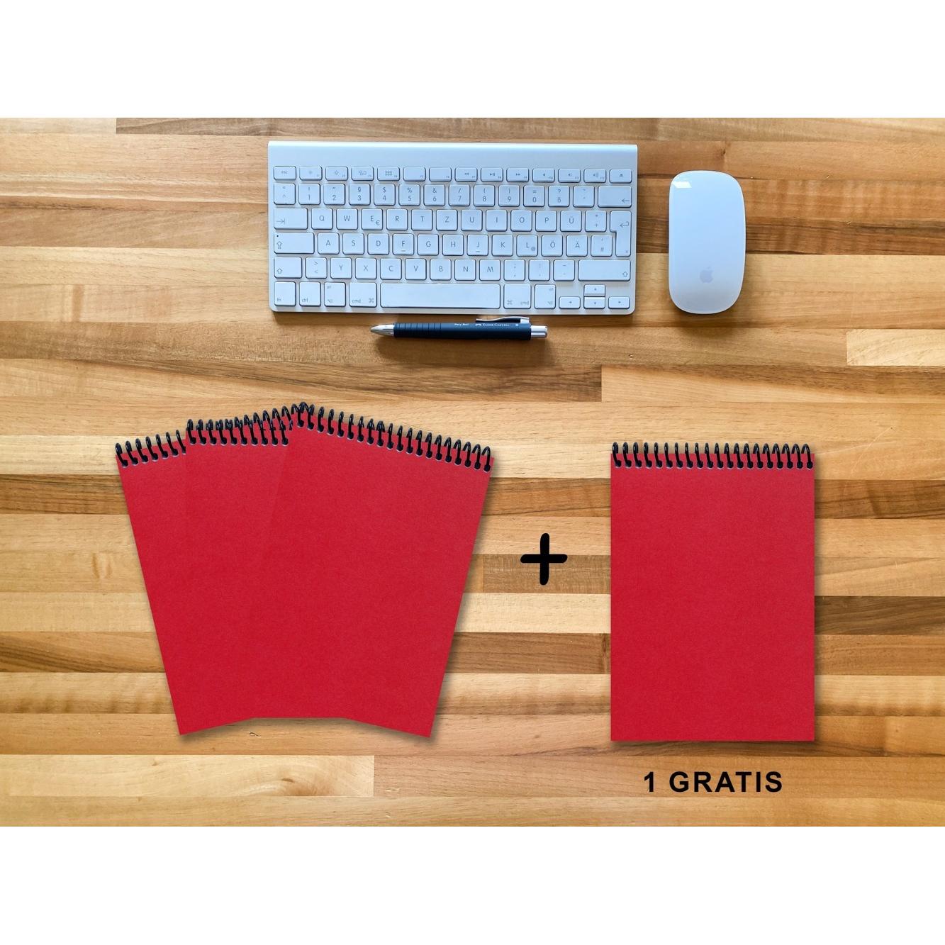 E & Z, Heft + Block, A 5 Notizblock - Set, 3+1 gratis, Luxury 80 Seiten ROT JUPITER GLITTER-OPTIK, blanko (A5)