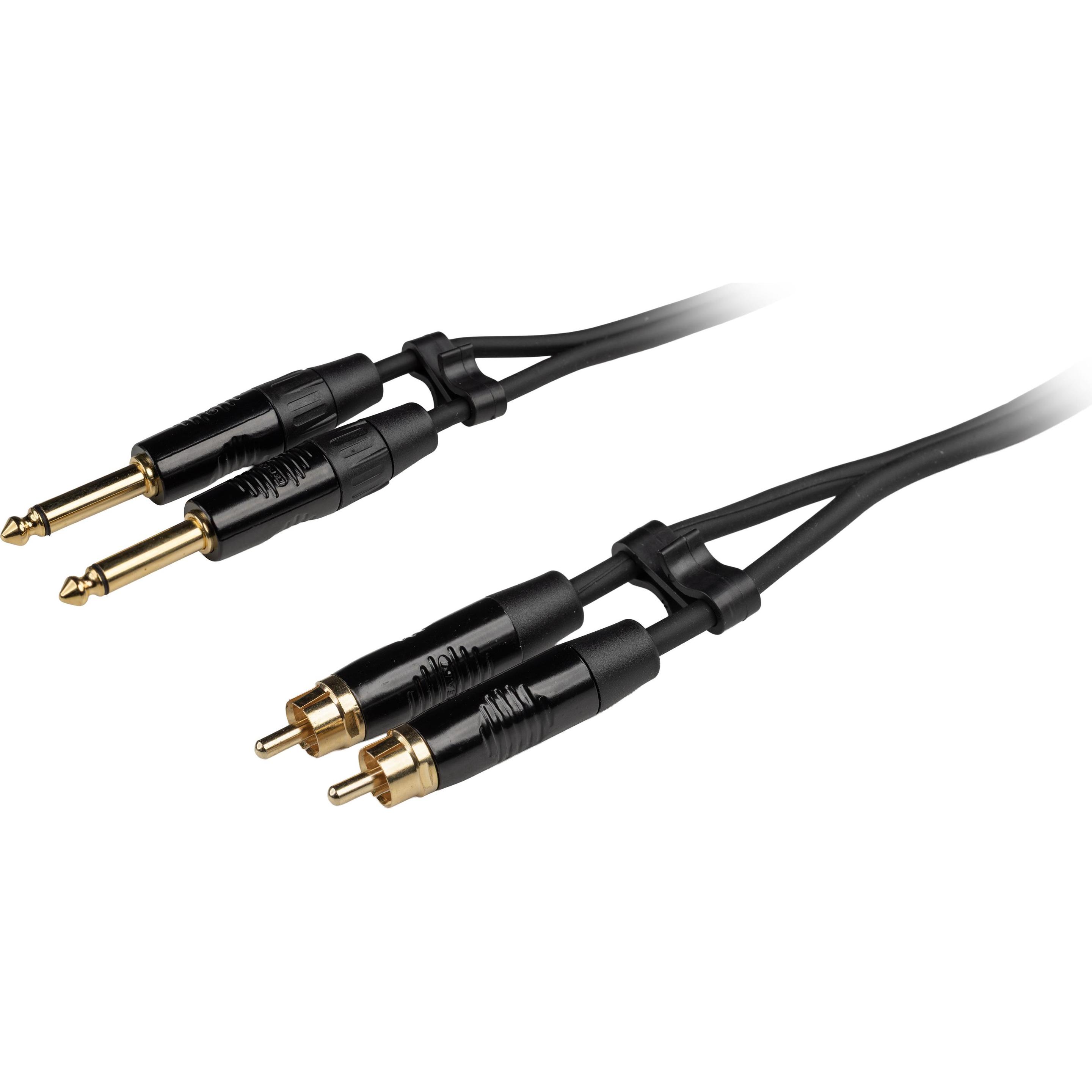 Fuj Tek 2 x 6.3 mm Male – 2 x RCA Male Audio Cable, 1.5 m, Black (1.50 m, Cavo Cinch), Cavo audio