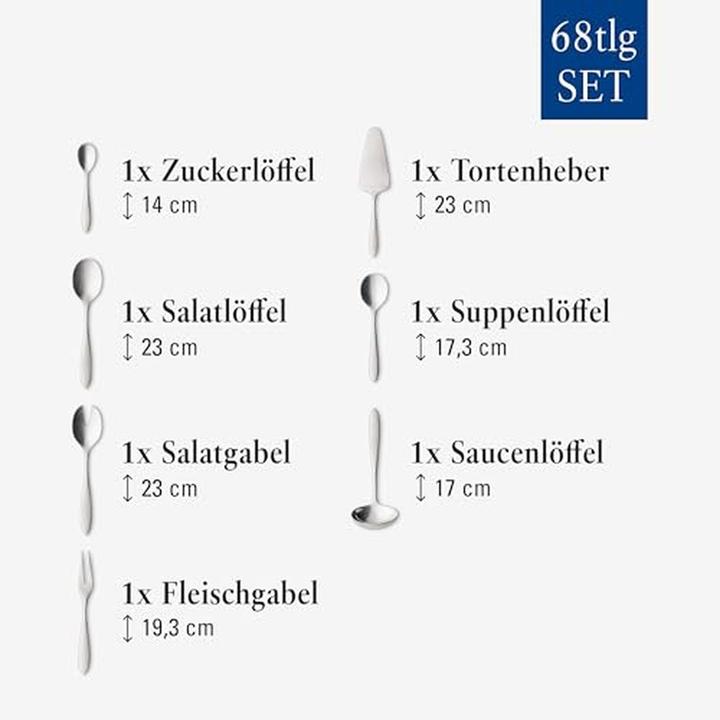Produktbild Villeroy & Boch Tafelbesteck 68tlg. Arthur gebürstet (68 Stk., Besteck Set)