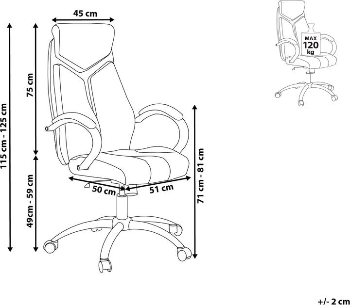 Actual product image Beliani Office chair brown height-adjustable FORMULA 1 (49 - 59 cm)