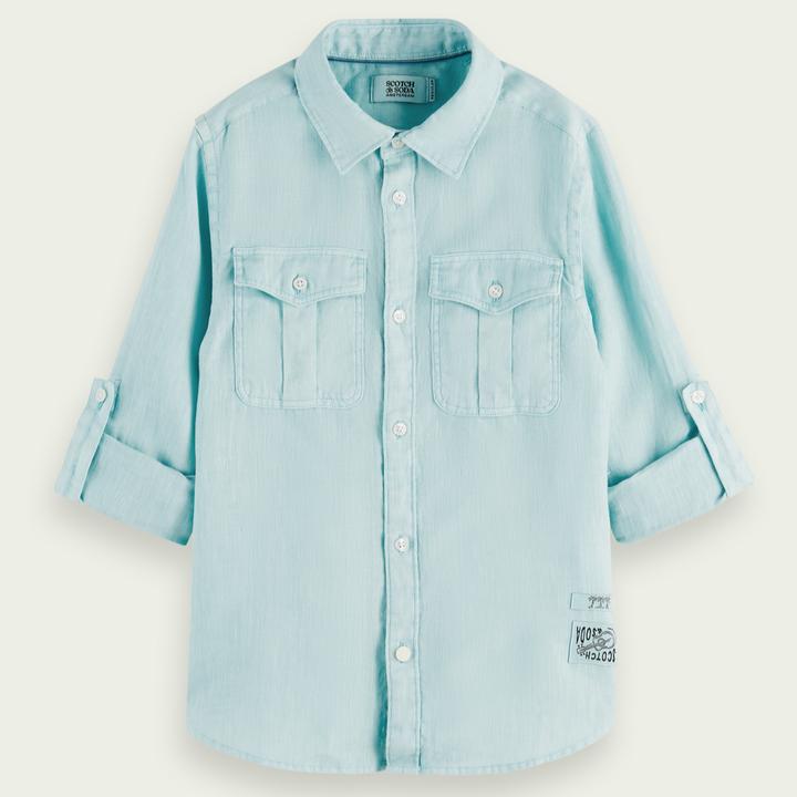Actual product image Scotch Shrunk Linen shirt with rolled sleeves (128)