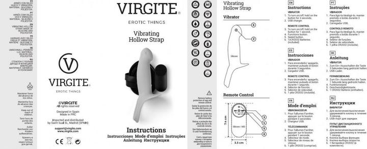 Produktbild Virgite Dildos with harness brand HOLLOW HARNESS C/VIBRATION H3 SIZE S BLACK