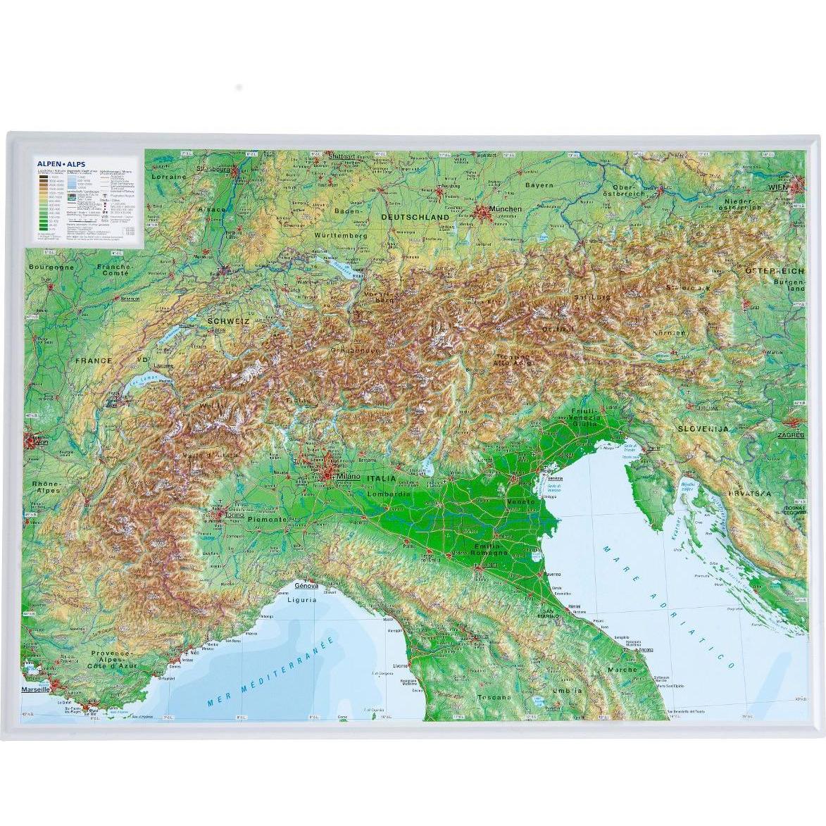 Alpen klein 1 : 2 400 000, Landkarte