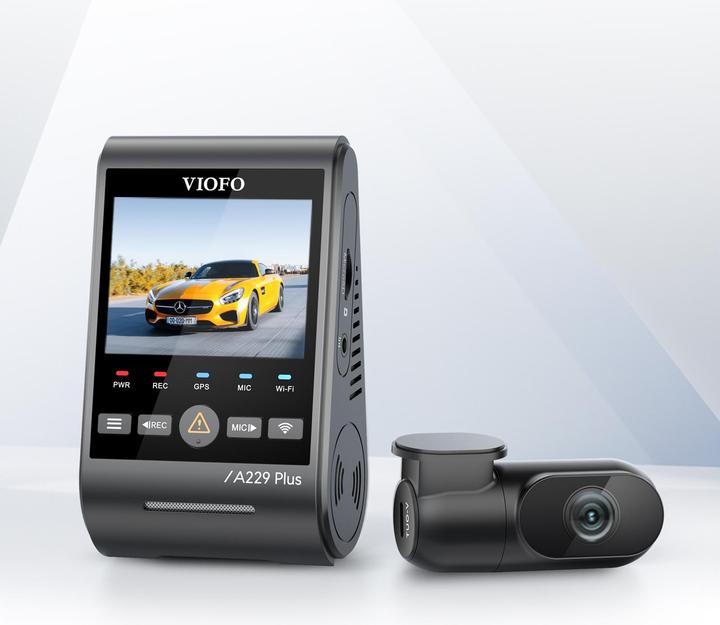 Image du produit Viofo A229 Plus 2CH - Double caméra de recul (Microphone intégré, Récepteur GPS, Écran intégré, Bluetooth, Accéléromètre, Vision nocturne, 2K)