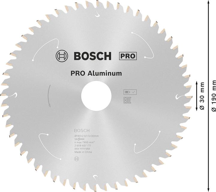 Productafbeelding Bosch Professional Zubehör Cirkelzaagblad Standaard voor Aluminium, 190x2/1,5x30, 56 tanden