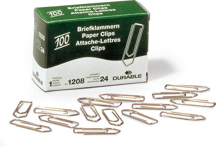 Actual product image Durable Paper clips, copper-plated, 32 mm Contents: 100 pieces in folding box (1208-24) (1 x)