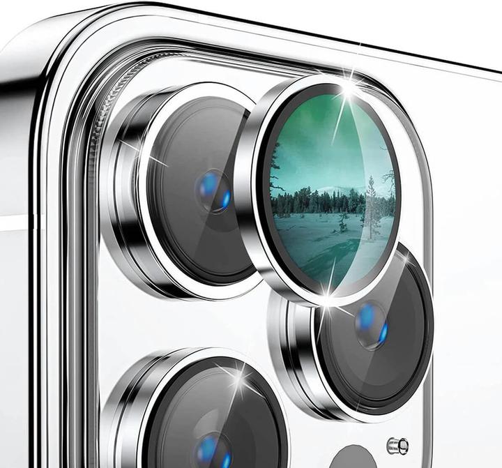 Actual product image Enkay iPhone 15 Pro / 15 Pro Max - Camera Lenses Bulletproof Glass silver (3 pcs., Apple iPhone 15 Pro, Apple iPhone 15 Pro Max)