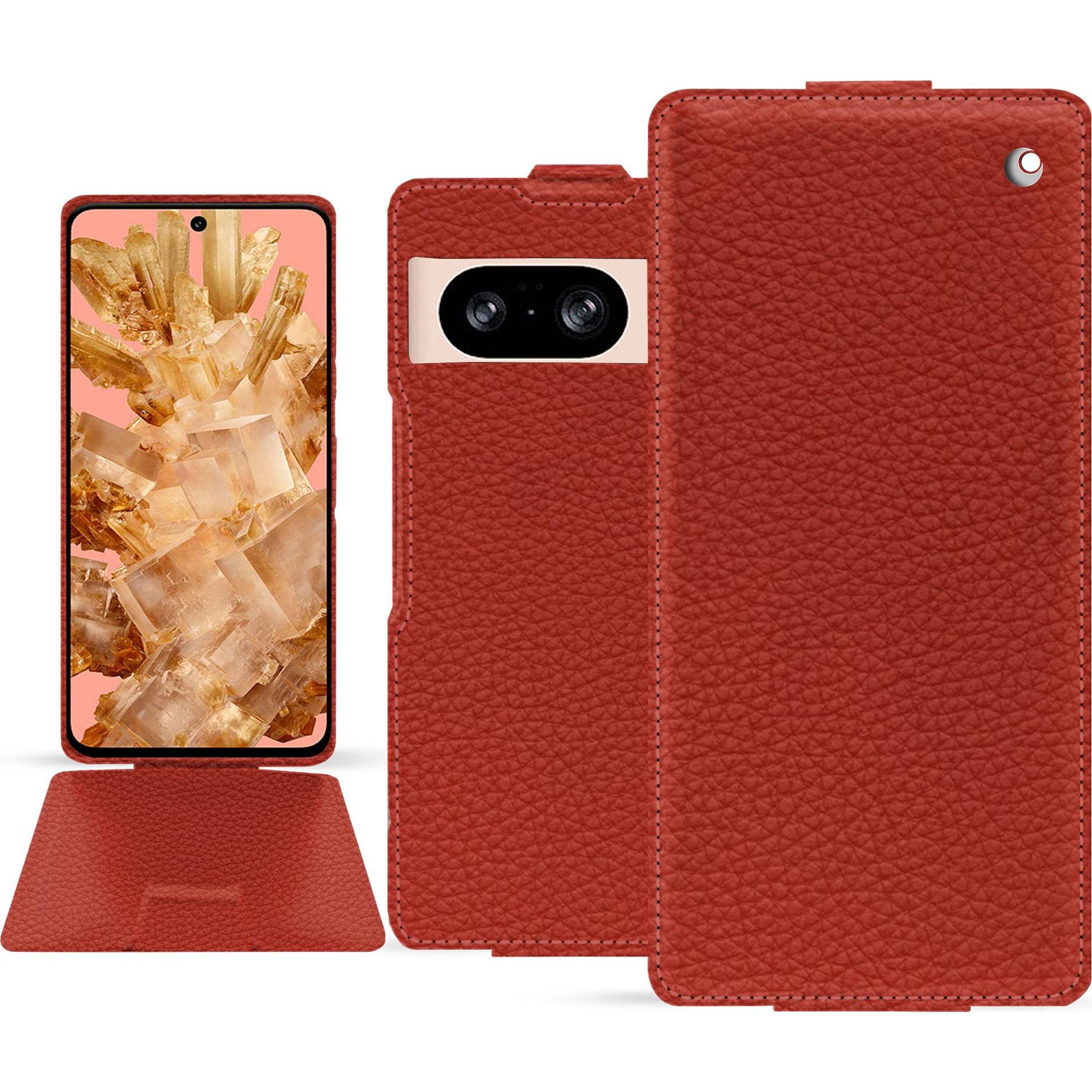Noreve Lederschutzhülle vertikal (Google Pixel 8), Smartphone Hülle, Orange