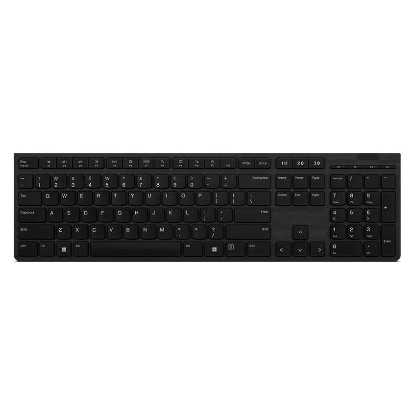 Lenovo Professional Wireless Rechargeable Keyboard-US Euro (US, Kabellos), Tastatur, Grau