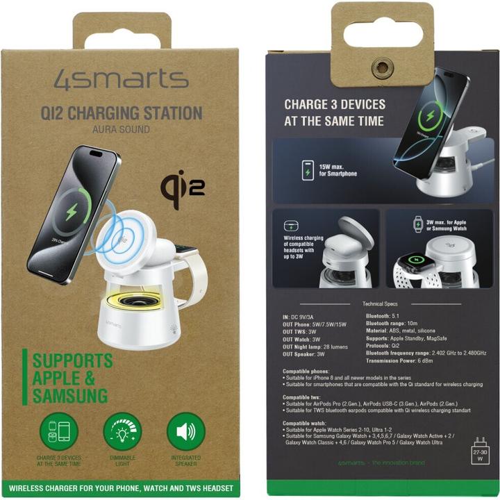 Actual product image 4smarts Wireless Charger Aura Sound, Induktion Ladestandard: Qi2 (15 W)