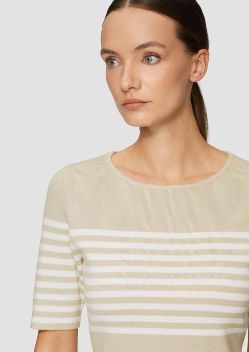 Actual product image S.Oliver Strickpullover Gestreifter Slim-Fit-Pullover mit kurzen Ärmeln (40)