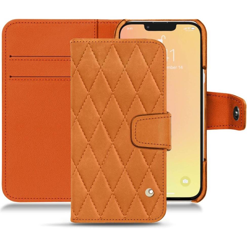 Noreve Lederschutzhülle Wallet (Apple iPhone 13 mini), Smartphone Hülle, Orange